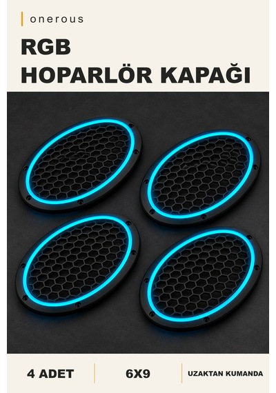 Onerous 4 Adet 6x9 Rgb Led Hoparlör Kapağı, Uzaktan Kumandalı Çok Renkli