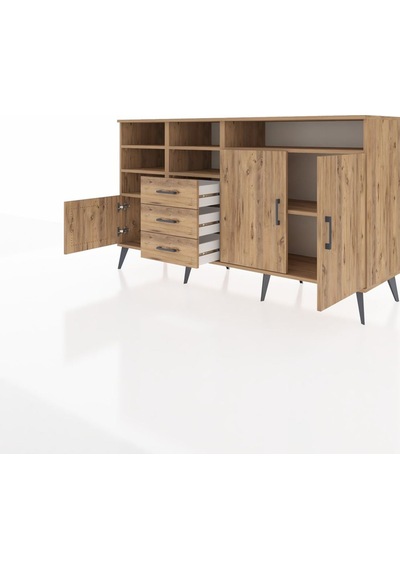Kronos Konsol 7 Raflı 3 Çekmeceli 3 Kapaklı 176x59x99 Çam-çam Çam-çam
