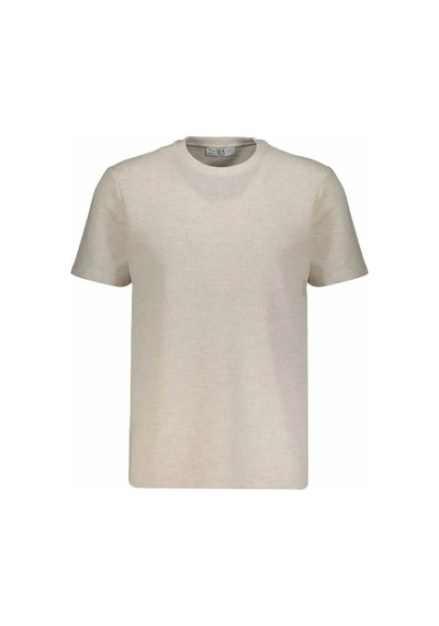 Süvari Waffle Sıfır Yaka Bej Erkek T-shirt Sts1014000001