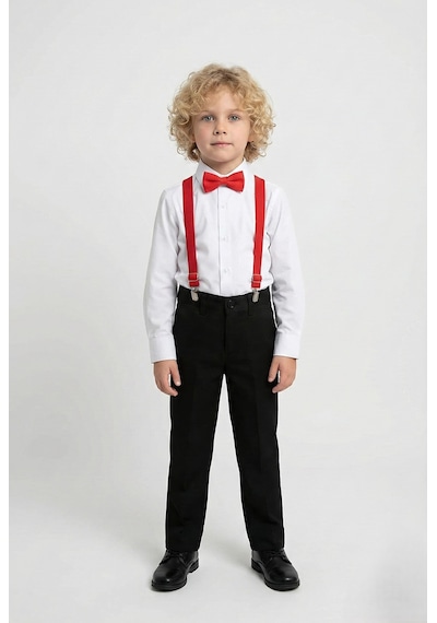 Mnk Baby & Kids Beyaz Gömlekli Erkek Çocuk Takım M00787 Kırmızı