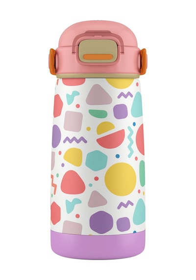 Puccon 420 Ml Pembe Lila Geometrik Şekiller Kız Çocuk Çelik Matara Suluk - 60003