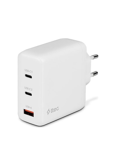 Ttec Smartcharger Trio Gan 120W PD Seyahat Hızlı Şarj Aleti  2 USB-C+USB-A