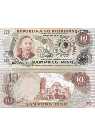 Filipinler 1981 Yılı 10 Piso Yabancı Kağıt Para Çil Unc Koleksiyon Para