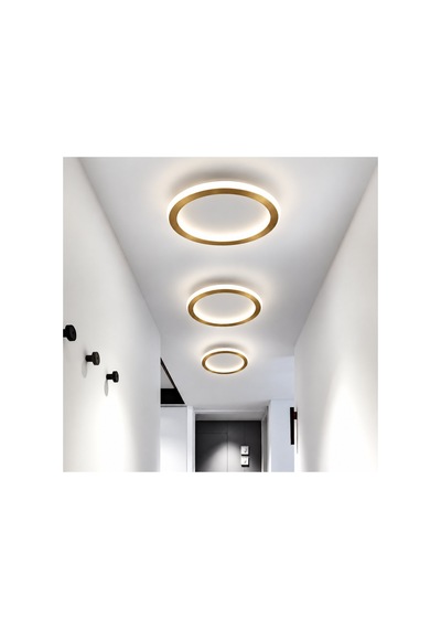 Eskitme Gold Ø30cm Çember Avize 3000k Sarı Işık Led Tavan Lambası