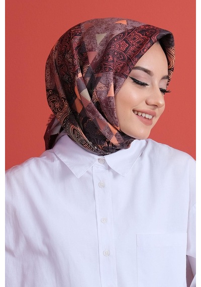 Afvente Paisley Desen Bordo Pamuk Eşarp