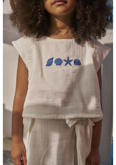 Ohlalakoala Mare Linen Kruvaze Pantolonlu Takım Beyaz