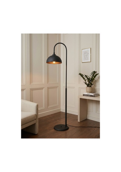 Terra Siyah Metal Ayaklı Hareketli Yönlendirilebilir Başlık- Lambader Vintage & Modern Şapkalı Lambader Salon & Oturma Odası
