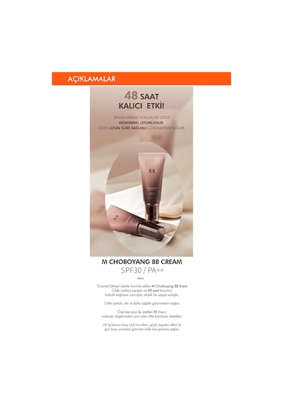 Missha Cho Bo Yang BB Cream SPF30/PA++ Yoğun Kapatıcı Bitkisel İçerikli BB Krem 50 ML No.22
