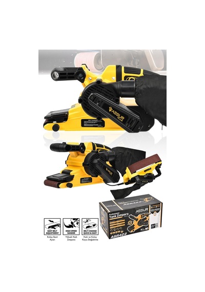 Assur Plus ASR422 230V Elektrikli Vakumlu Tozsuz Cila Özellikli Tank Zımpara Makinesi Sarı-1331