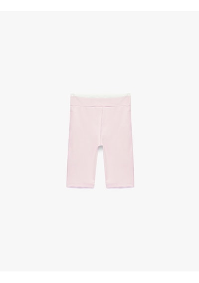 Koton Beli Lastikli Basic Biker Kısa Tayt Pembe 6skg40208ak Gül