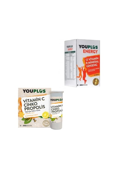 Youplus Vitamin C Çinko Propolis 20 Efervesan Tablet + Youplus Energy 30 Tablet