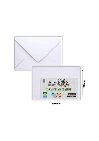 Zarf 13x18 Davetiye Zarfı Beyaz 100'lü 1 Paket Artlantis Beyaz Da