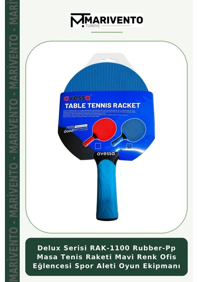 Delux Serisi Rak-1100 Rubber-pp Masa Tenis Raketi Mavi Renk Ofis Eğlencesi Spor Aleti Oyun Ekipmanı