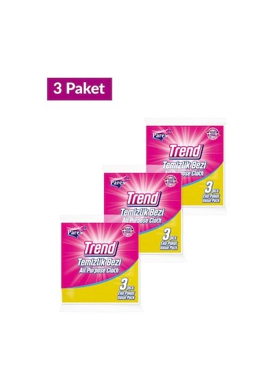Trend Temizlik Bezi 3'lü Paket Üçlü Set Gri