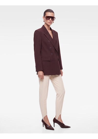 Koton Viskon Karışımlı Cepli Düğmeli Uzun Kollu Kruvaze Blazer Ceket Bordo 7wak50156uw