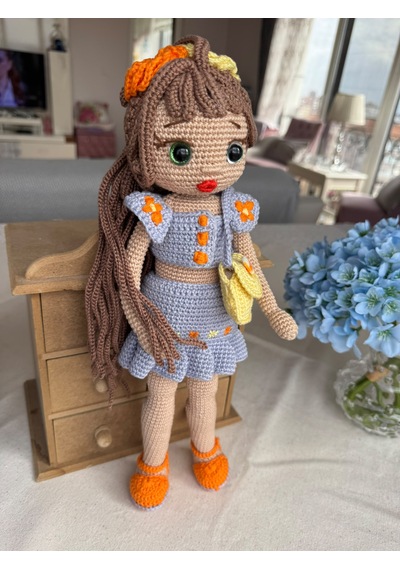 Amigurumi Moda İkonu Natali Oyuncak Bebek 38 Cm