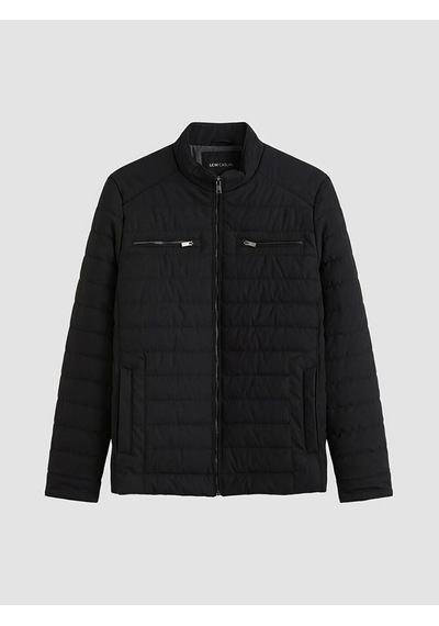 Lcwaıkıkı Classic Siyah Regular Fit Dik Yaka Erkek Deri Görünümlü Mont