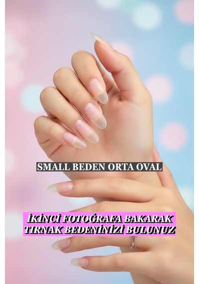 100 Adet Jel Tips Small Beden Orta Oval Protez Takma Tırnak Seti Small