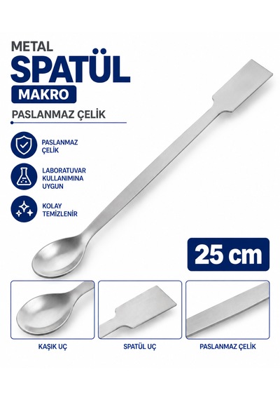 Metal Spatül Makro 25 Cm - Paslanmaz Çelik Spatula