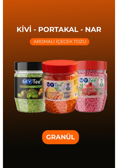 Mytee 3'lü Portakal - Kivi - Nar Aromalı Granül İçecek Tozu 3 X 250gr 750 G