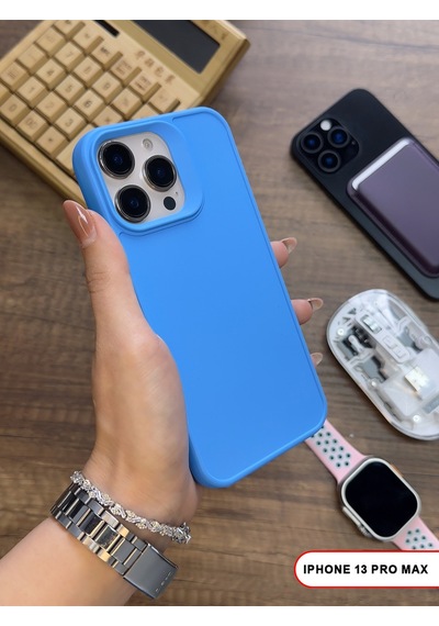 Apple iPhone 13 Pro Max Uyumlu Kamera Korumalı Darbeye Dayanıklı Renk Atmayan Keep Silikon Kılıf Mavi