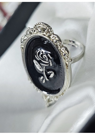Dükkan Design Ayarlanabilir Siyah Gül Gotik Yüzük Siyah