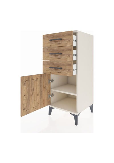 Hyperion Komodin Tek Raflı 3 Çekmeceli Tek Kapaklı 44x44x106 Aytaşı-çam Aytası