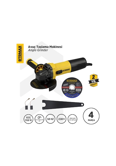 Rtrmax RTM1090 Avuç Taşlama Makinası 125 mm 950 W