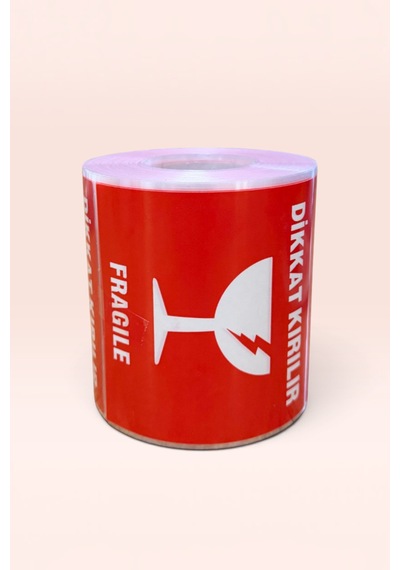 10x10 Cm Dikkat Kırılır Etiketi 500'lü Rulo 100x100 Mm - Kırılacak Eşya Fragile Koli Ve Paket Yapıştırma Etiketi 1