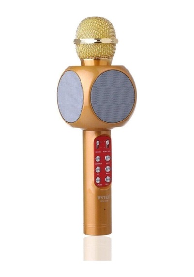 Ws-1816 Led Işıklı Karaoke Mikrofon, Bluetooth Hoparlör Mp3 Kırmızı