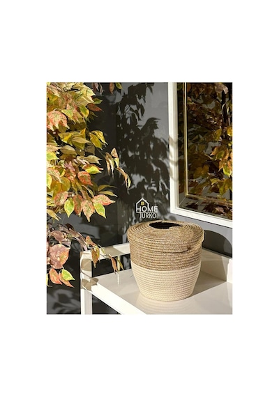 Home Turko Jüt, Hasır, Çöp Kovası, Mutfak Çöp Kovası, Banyo Çöp Kovası, Doğal, Natürel, Jüt Kova, Modern K Diğer