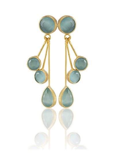 Kadir Jewellery22 Ayar Altın Kaplama Vintage Küpe -el İşçiliği Ve Hipoalerjenik Küpe Açık Mavi