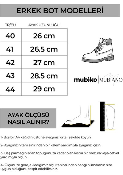 Mubiano Hakiki Deri Mbcn1-s Siyah Kauçuk Taban Lastik Detaylı Erkek Bot & Postal Siyah