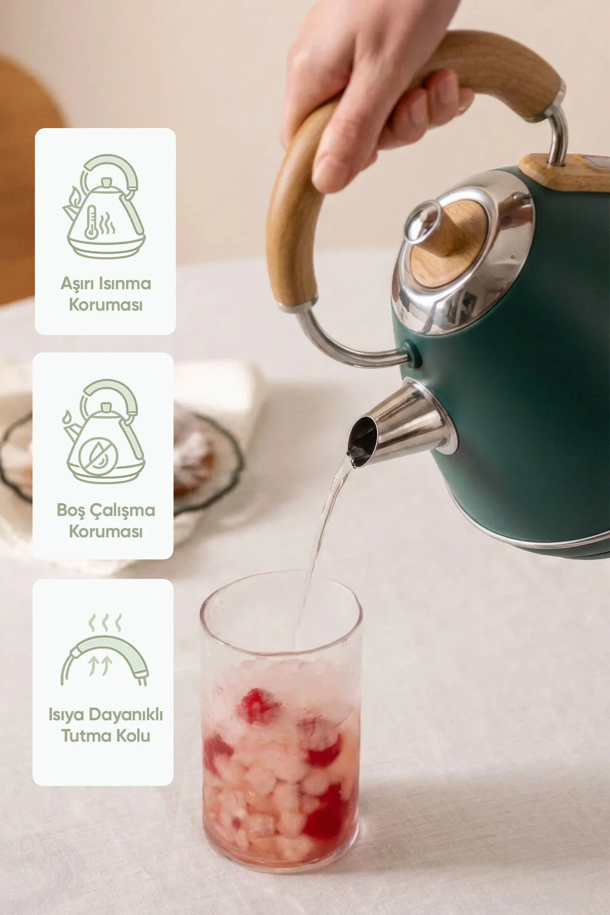 Fressi FR-KT07 Retro Mavera 1,7 L Ahşap Kulp Detaylı Kettle Su Isıtıcısı (İthalatçı Garantili)