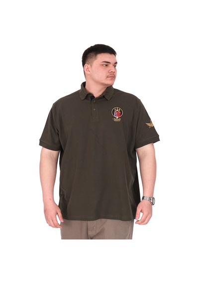Mode Xl Büyük Beden Erkek T-shirt Pike Polo Yaka U25306 Haki Haki