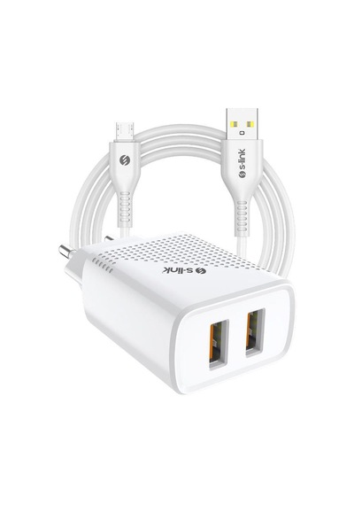 S-link Sl-ec50 12w Hızlı Şarj 5v 2400ma Apple Uyumlu iPhone , , Kablolu 2 Usb Çıkışlı Beyaz Ev Şarj Adaptörü