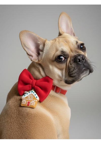 Ginger Home Küçük Irk Köpek Papyon Tasması Kırmızı Fiyonk Boyun Aksesuarı Noel Temalı Köpek Süsü