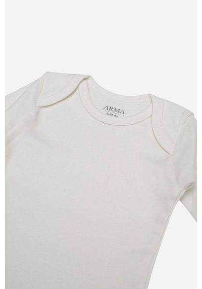 Arma Yıldız %100 Organik Pamuklu Beyaz Uzun Kollu Bebek Body 5'li Paket Beyaz