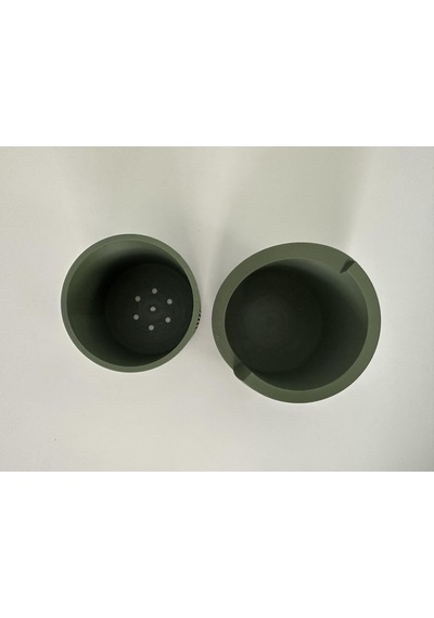 Omeyva Dekoratif Japandi Akıllı Çiftli Saksı Çiçek Kaktüs Bitki Yetiştirme Saksısı-11 Cm.-çam Yeşili