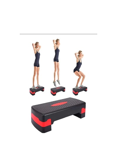 Step Tahtası Iki Kademeli, Ayarlanabilir Egzersiz Aerobik Spor Ve Fitness Adım Platformu Kırmızı Tek Ebat