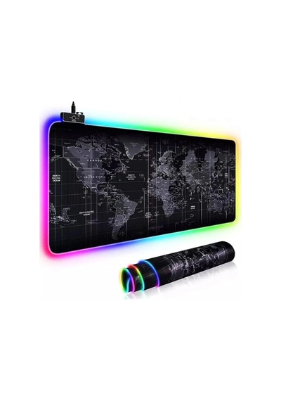 Büyük Oyuncu Rgb Mousepad &amp Amp Klavye Pad World Map Desenli Işıklı 80x30cm Pad