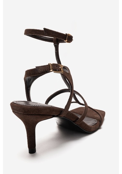 Luvishoes Vıento Kahverengi Süet Bantlı Kadın İnce Topuklu Ayakkabı