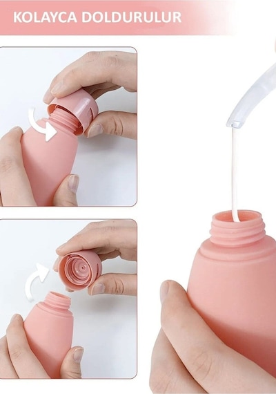 6 Adet Boş Krem Şişesi 60 Ml Çantalı Doldurulabilir Çantalı Seyahat Tipi Şişe Seti Çok Renkli