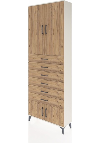 Arges Dolap 3 Raflı 6 Çekmeceli 4 Kapaklı 88x30x243 Aytaşı-çam Aytaşı