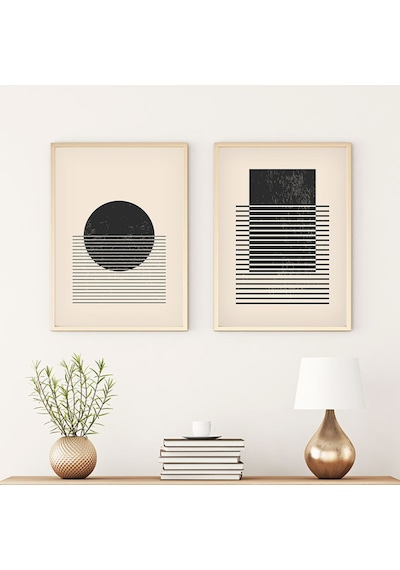 Huhuli Ahşap Çerçeveli Modern Tablo Seti Huhu81