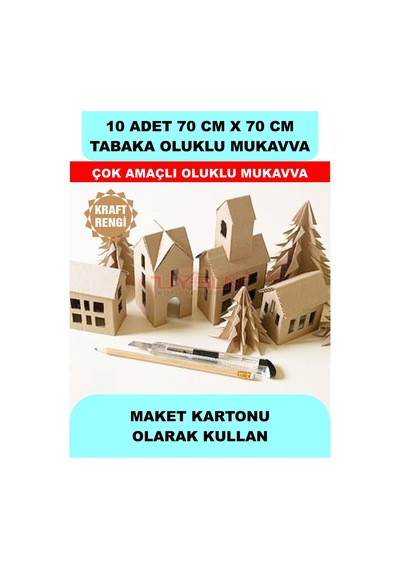 10 Adet 70cm X 70cm Baskısız Tabaka Oluklu Mukavva, Çocuk Etkinlik Kartonu, Maket Kartonu, Kargo Kartonu