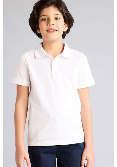 Defacto Regular Fıt Polo Yaka Basıc Düz Pike Kısa Kollu Polo Tişört Erkek Çocuk K1689a626smwt34 Beyaz-wt34