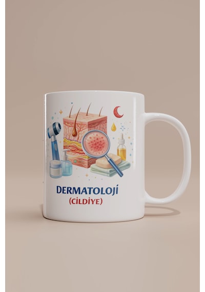Kişiye Özel İsim Yazılı Dermatoloji Ve Cildiye Temalı Tasarımlı Kupa Bardak Beyaz