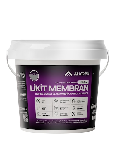Alkoru 1 Kg Gri Kumlu Likit Membran Renkli Reçine Esaslı Sıvı Su Yalıtım Malzemesi