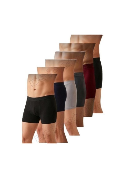 Yıldız Çamaşır 37,38,40,41,42 Erkek Modal Likralı Siyah, Lacivert, Gri, Füme, Bordo Boxer 6 Adet Çok Renkli